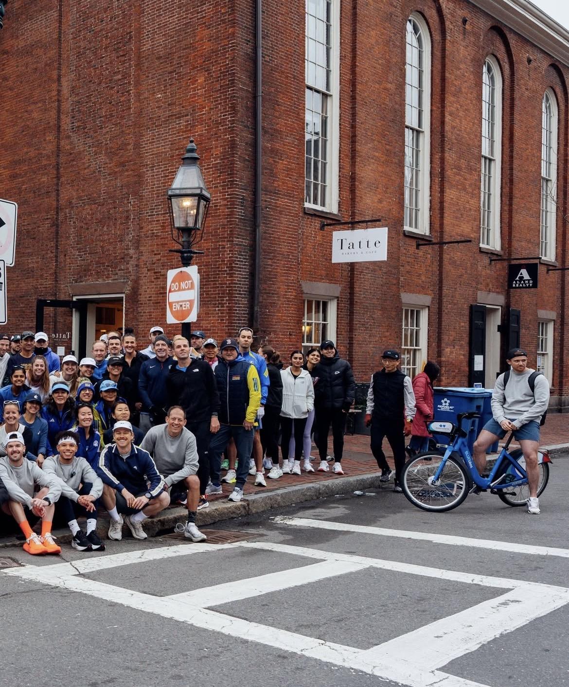 the marathon podcast shakeout outside tatte bakery in boston